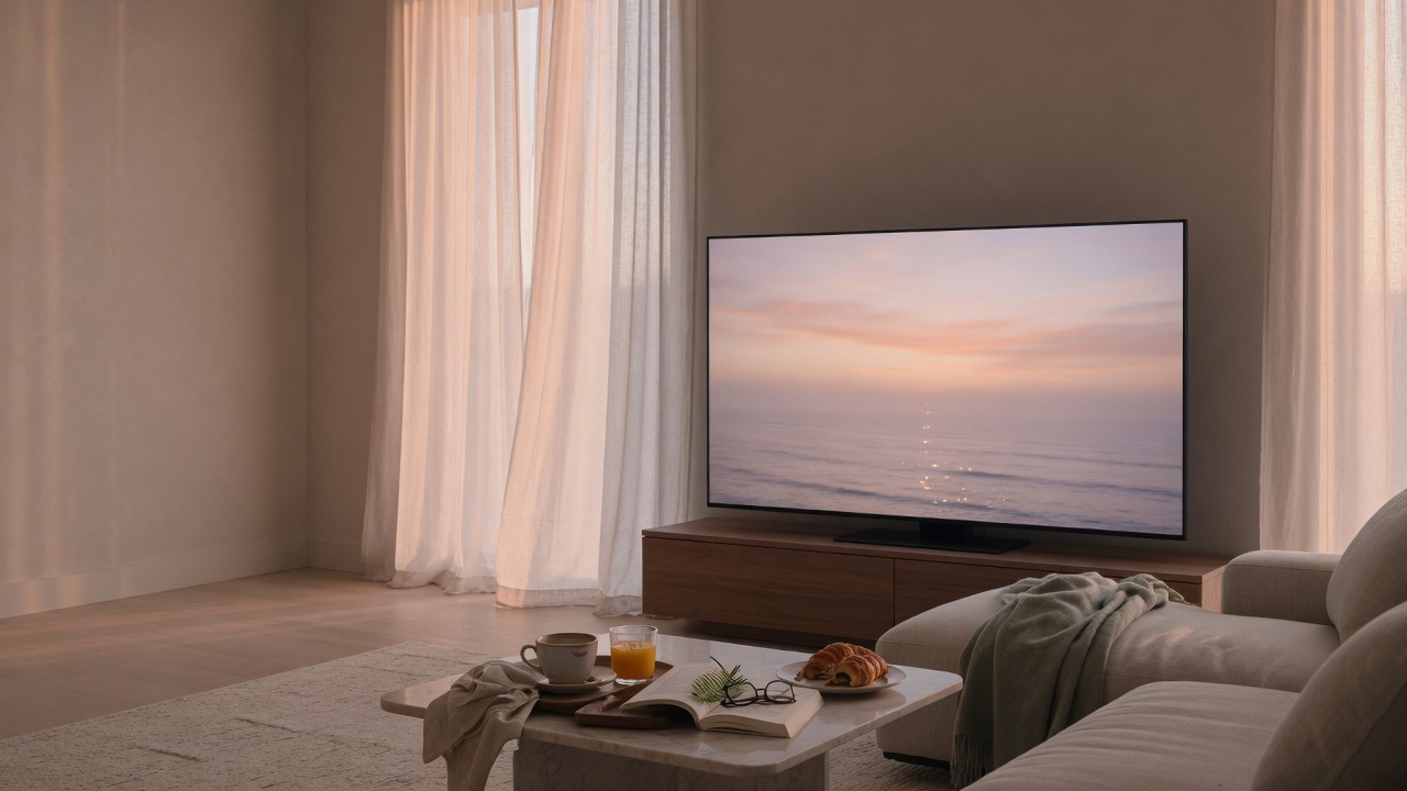 Минималистичный интерьер с мягким эфиром QUADRO TV